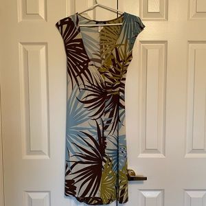 Fitted tropical wrap dress